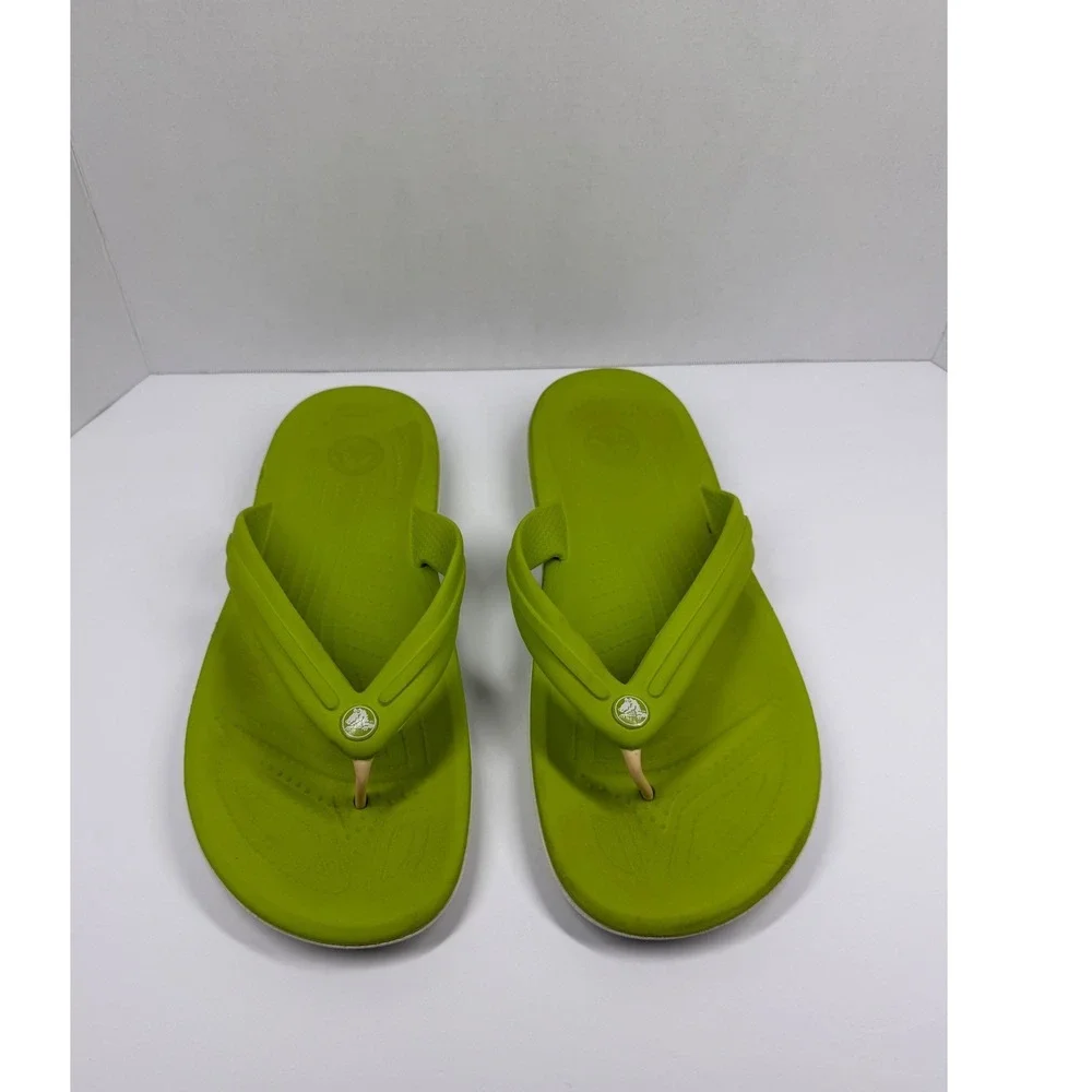 Crocs Crocband Flip Flops Lime Green Mens 11 Womens 13 Thong Sandals 11033